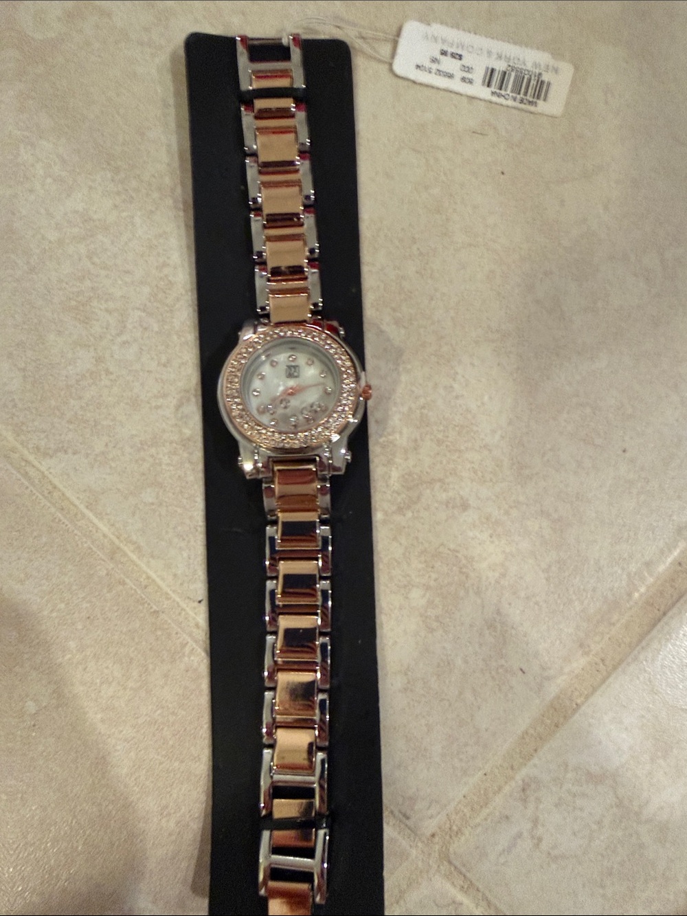 Two-Tone Rose Gold and Silver Crystal Bezel Women's Watch